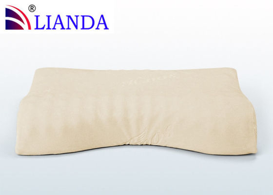 Almohada de la espuma de la memoria de las buenas noches con la base elástico de Visco de las chepas onduladas y la cubierta beige del terciopelo