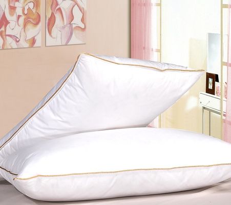 Altın Borulama Pamuklu Otel Aşağı Feather Yastık, Çevre Dostu Yıkanmış Yastıklar Toptan Satış