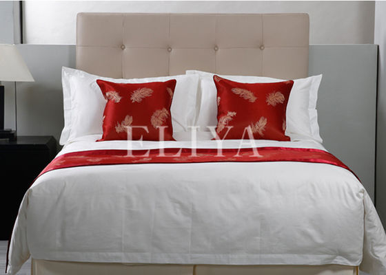 Πολυτέλεια 100% Jacquard βαμβακιού άσπρο κρεβάτι Linens ξενοδοχείων για το πέντε αστέρων σύνολο κλινοστρωμνής ξενοδοχείων