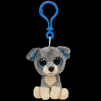 نیرومند و درشت هیکل سگ ترجمه نمی مخمل خواب دار اسباب بازی در Keychain، خاکستری / سفید / برنج سفید